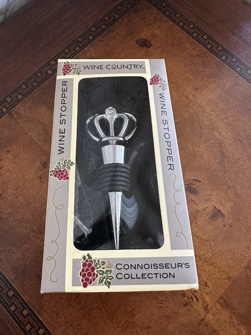 Vintage WINE STOPPER Connoisseur's Collection WINE COUNTRY Stainless Wood 'NEW'